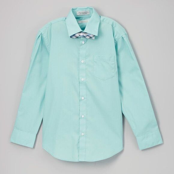 Perry Ellis Aqua Haze Button-Down Dress Shirt - Picture 1 of 5